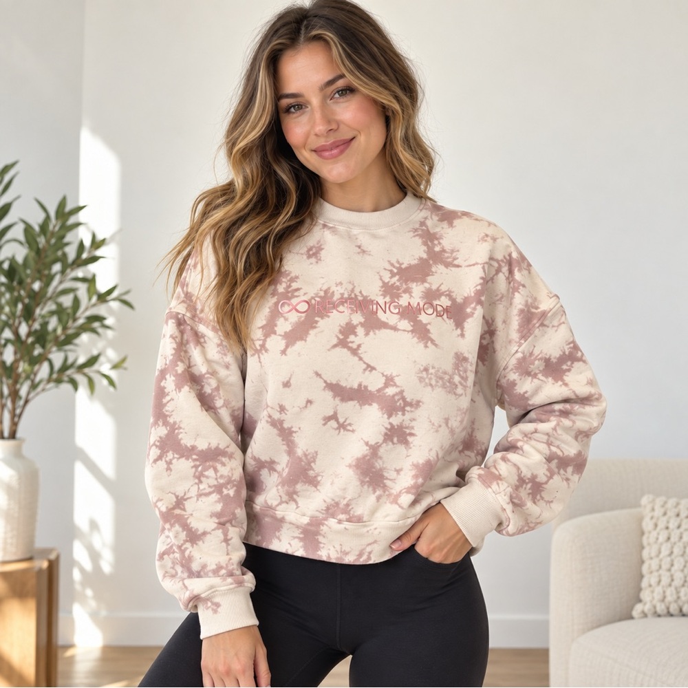 Varley Erwin Sweatshirt XS Radial Pink Ivory Tie Dye Receiving Mode